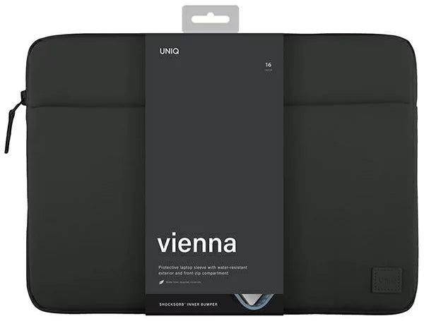 Uniq Vienna Protective RPET Fabric Laptop Sleeve 16 inch - Midnight Black