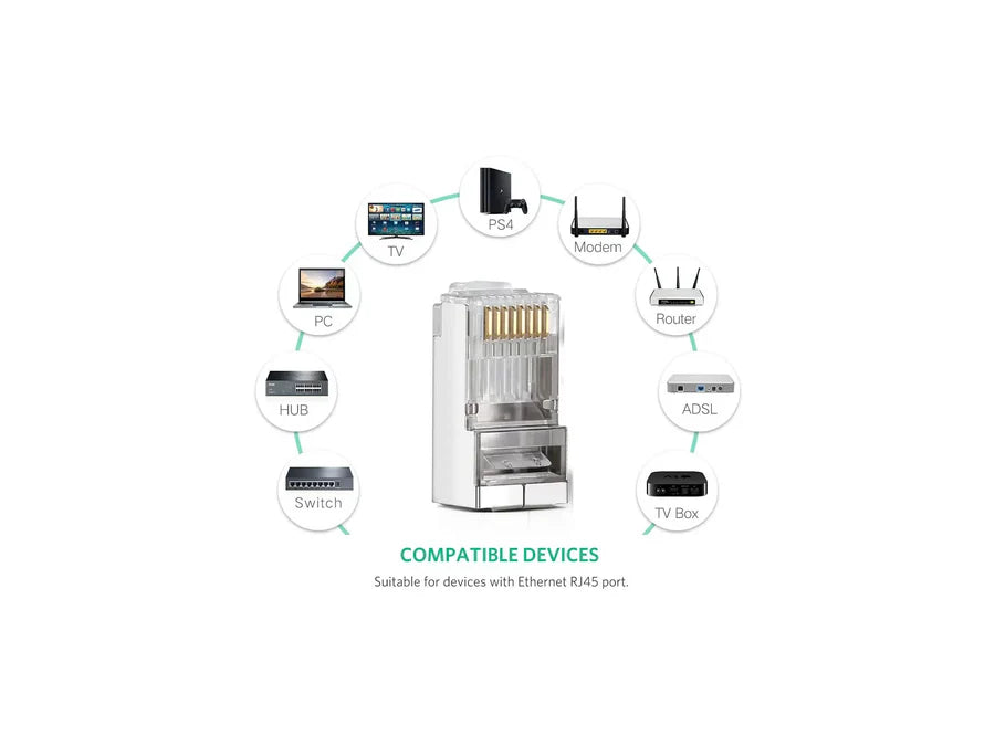 UGREEN CAT6 Shielded RJ45 Crystal Head 50-Pack – Model 50247