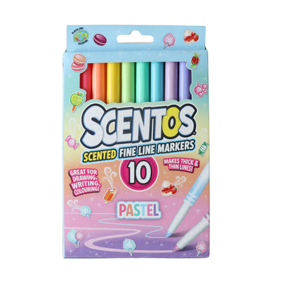 أقلام ماركر باستيل معطرة Scentos Fine Line – 10 ألوان