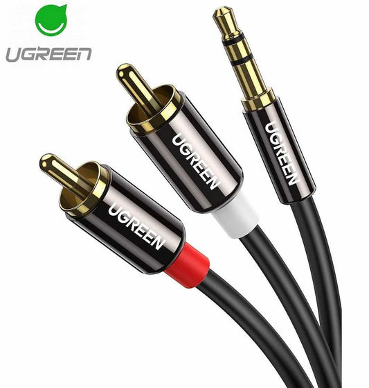 كابل UGREEN 3.5 مم ذكر إلى 2RCA ذكر 1.5 متر - أسود