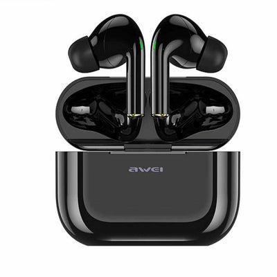 سماعات أذن AWEI True Wireless Bluetooth مع ميكروفون وحافظة شحن - أسود