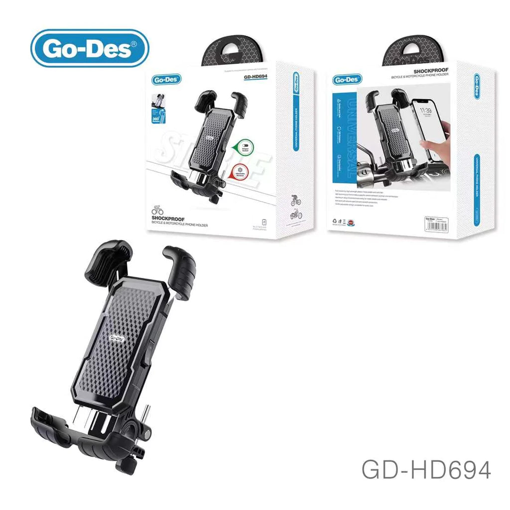 Go-Des 360 Degree Phone Holder for Motorcycle and Bicycle Shockproof Go-Des 360 Degree Phone Holder for Motorcycle and Bicycle Shockproof