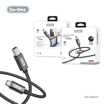 Go-Des Printer Cable USB 2.0 Type C to Type B Cable for Printer Scanner for fax machine