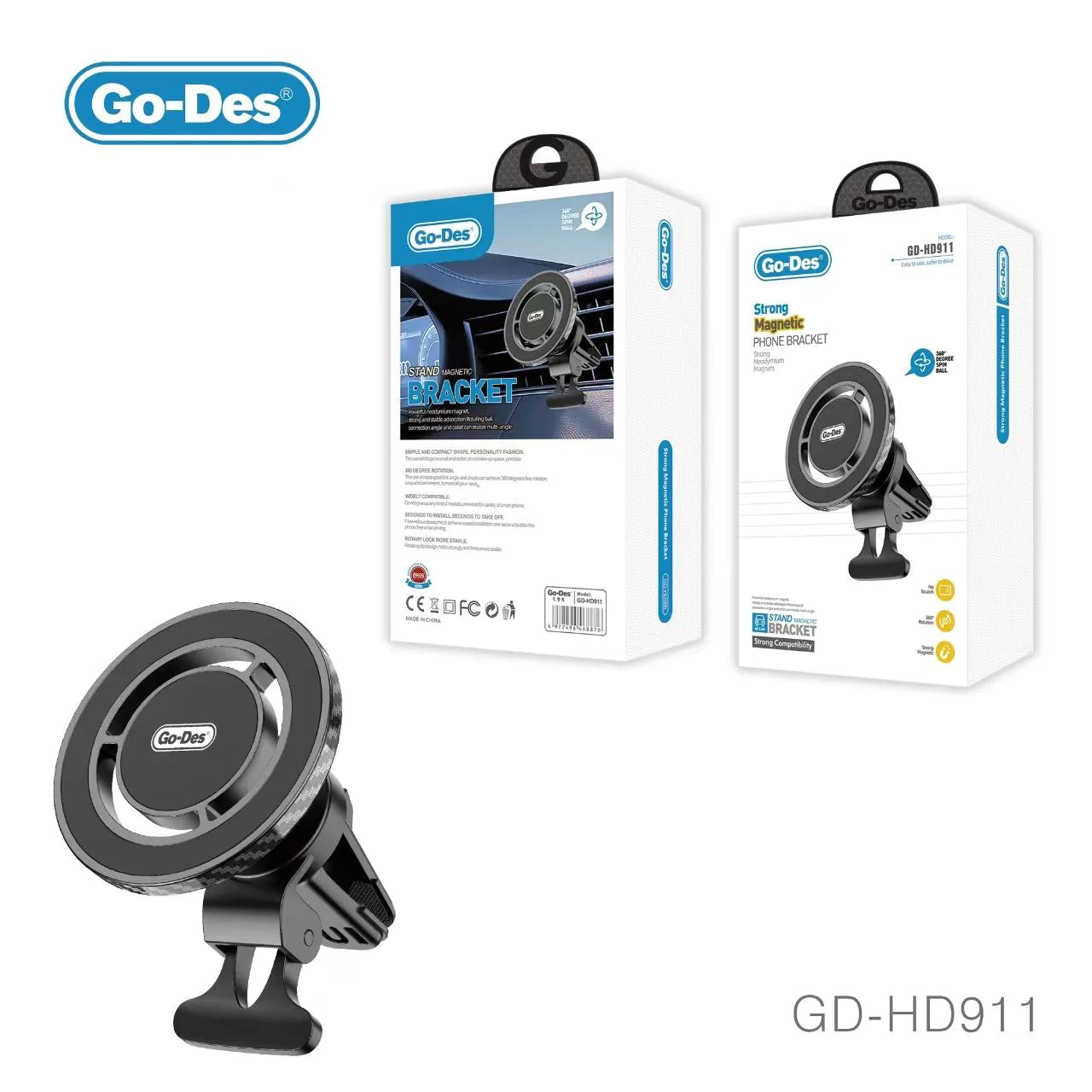 Go-Des magnetic mobile car phone holder Foldable angle adjustable high quality flexible metal dashboard Go-Des magnetic mobile car phone holder Foldable angle adjustable high quality flexible metal dashboard