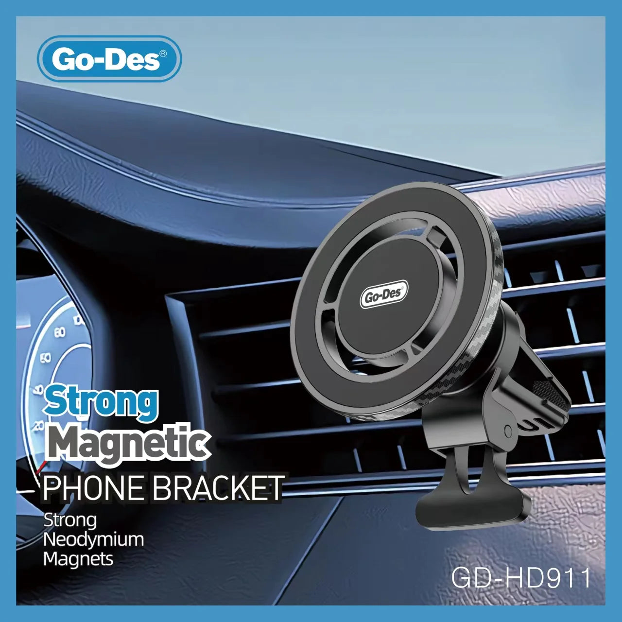 Go-Des magnetic mobile car phone holder Foldable angle adjustable high quality flexible metal dashboard