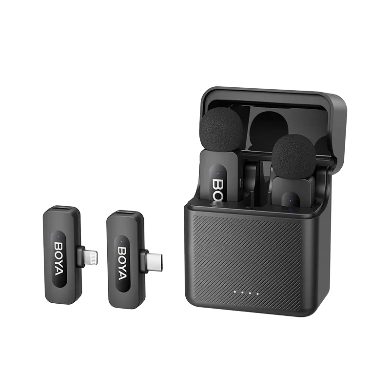 ميكروفون لاسلكي ثنائي القناة BOYA BY-V3 بتردد 2.4 جيجاهرتز | بطارية تدوم 36 ساعة | مدى يصل إلى 100 متر