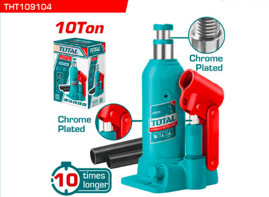 TOTAL 10 Ton Hydraulic Bottle Jack – Heavy Duty | THT109104