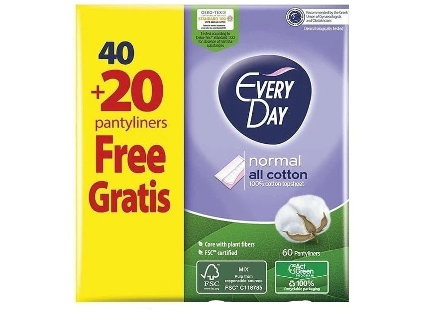 EveryDay Normal Cotton Pantyliners 60 pcs | 40+20 Free Pack