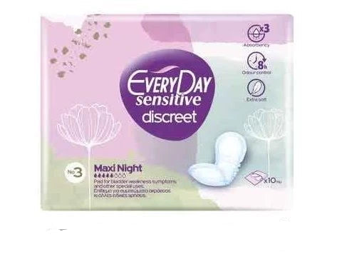 EveryDay Sensitive Discreet No.3 Maxi Night – 10 Pads