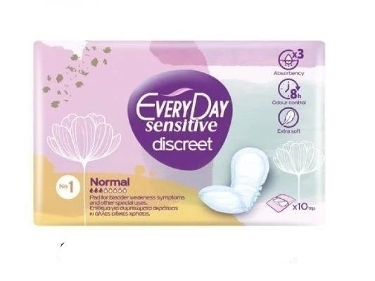 EveryDay Discreet Sensitive Pads Normal – 10 Pieces