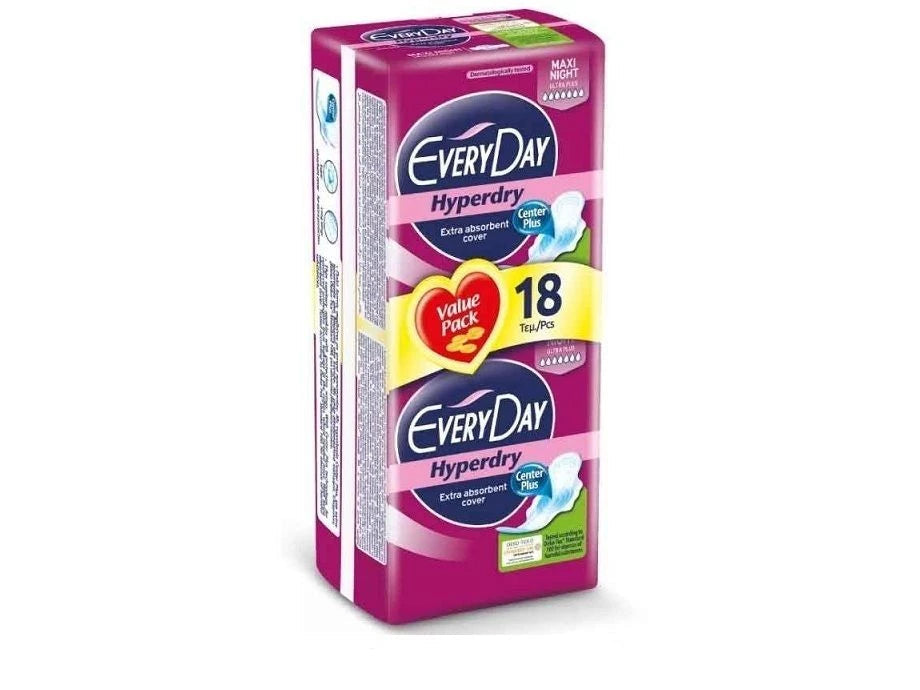 EveryDay Maxi Night Ultra Plus Pads 18 pcs High Absorbency EveryDay Maxi Night Ultra Plus Pads 18 pcs High Absorbency