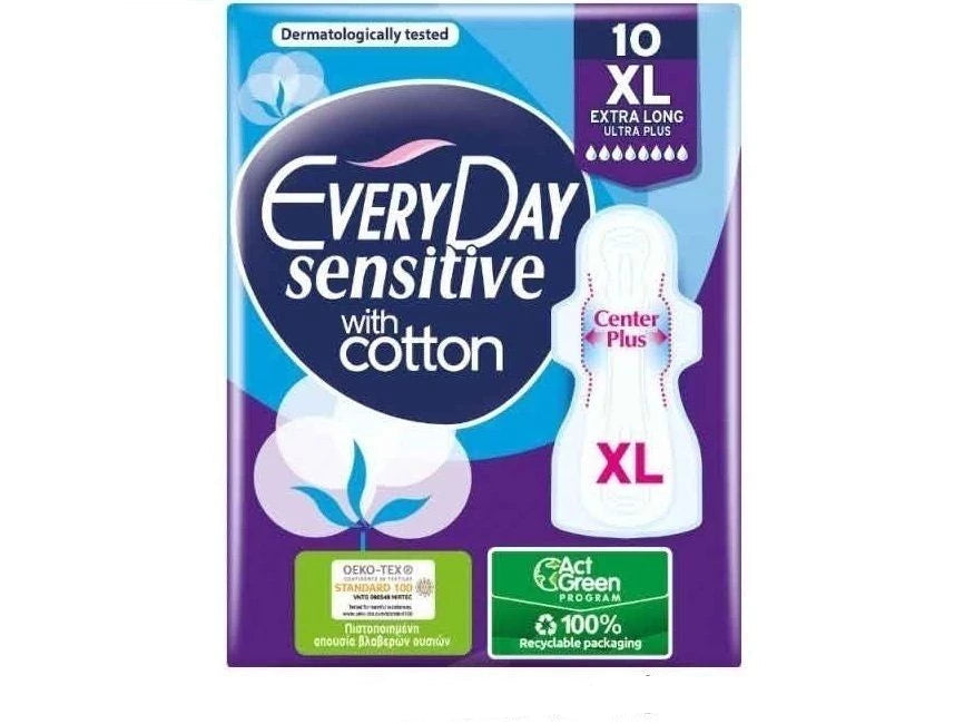 EveryDay Extra Long Ultra Plus Sensitive Sanitary Pads with Cotton – 10 Pads