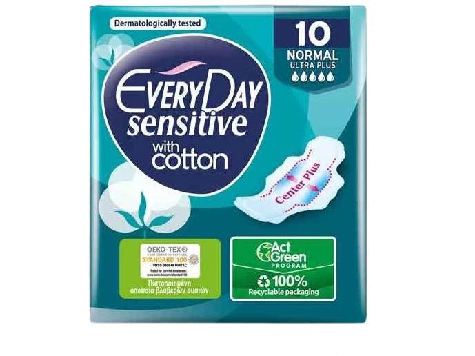 EveryDay Normal Ultra Plus Sensitive Sanitary Pads with Cotton – 10 Pads