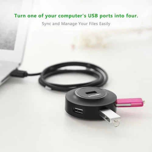 UGREEN USB 2.0 Hub 4 Ports with Micro USB Power 1m - White