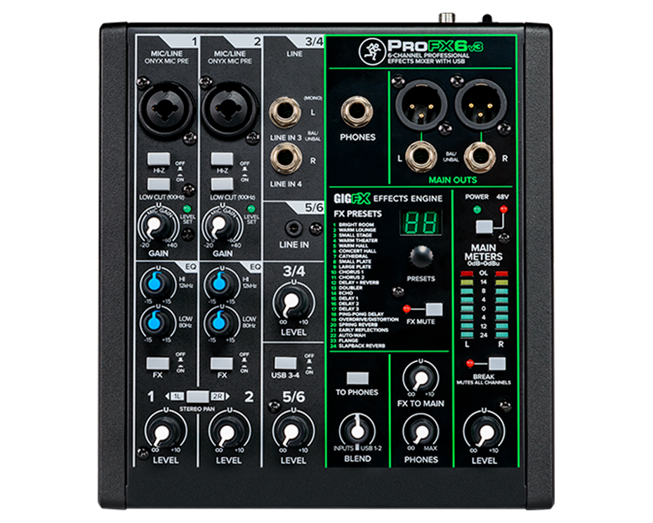 Mackie ProFX6v3 Compact 6-Channel USB Mixer with FX Mackie ProFX6v3 Compact 6-Channel USB Mixer with FX