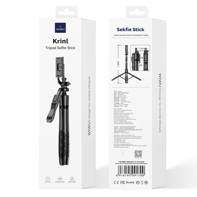 WiWU Wi-SE005 Krinal Tripod Selfie Stick - Black