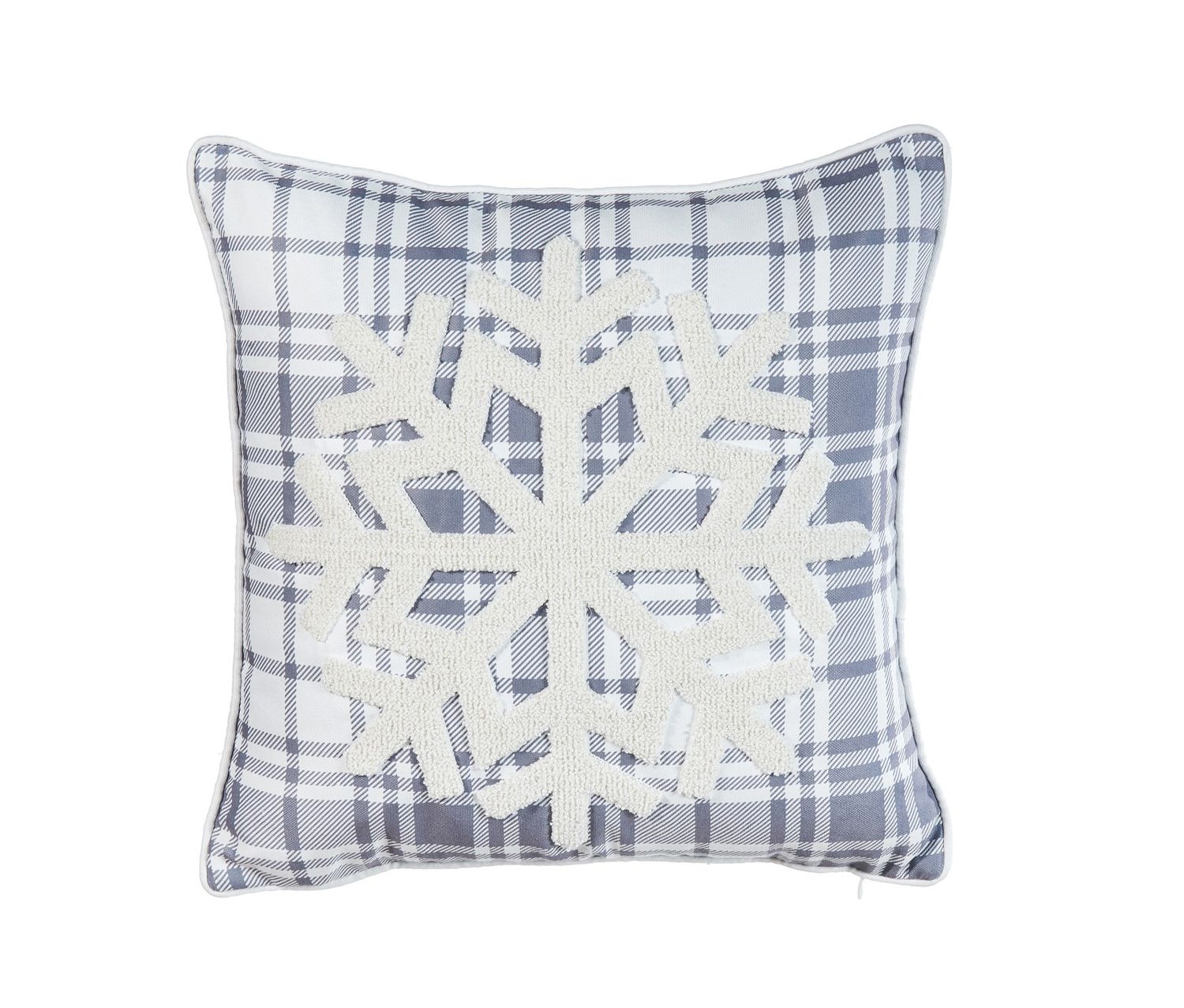 ARMN Azure Snowflake Embroidered Cushion Cover – Gray & White ARMN Azure Snowflake Embroidered Cushion Cover – Gray & White