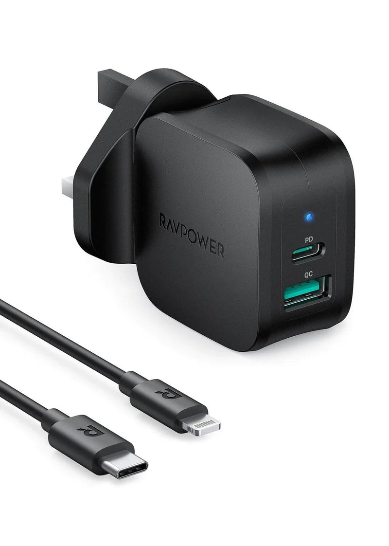 RAVPower PD 20W Wall Charger with 1m USB-C Lightning Cable