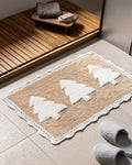 Madame Coco Lumièrematin Bath Mat – Soft, Non-Slip & Absorbent Bathroom Rug in White & Beige