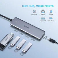 محول UGREEN ذو 4 منافذ USB 3.0 من النوع C مع منفذ Micro USB