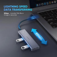 محول UGREEN ذو 4 منافذ USB 3.0 من النوع C مع منفذ Micro USB