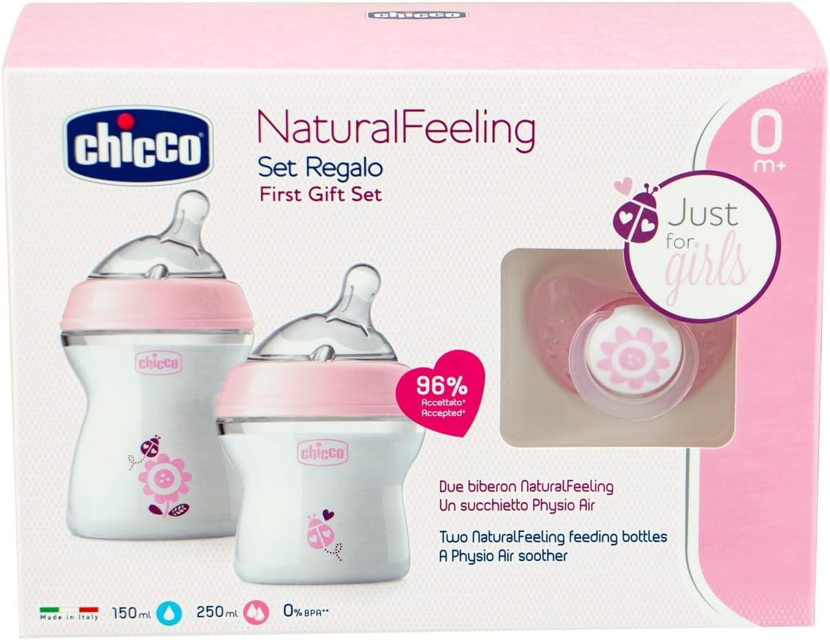 مجموعة هدايا Chicco Natural Feeling للأطفال البنات - وردي