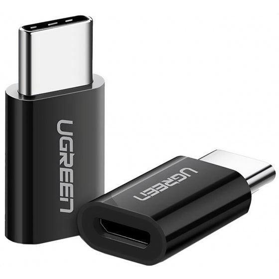 محول يوجرين من USB-C إلى Micro USB (أسود) – صغير وموثوق