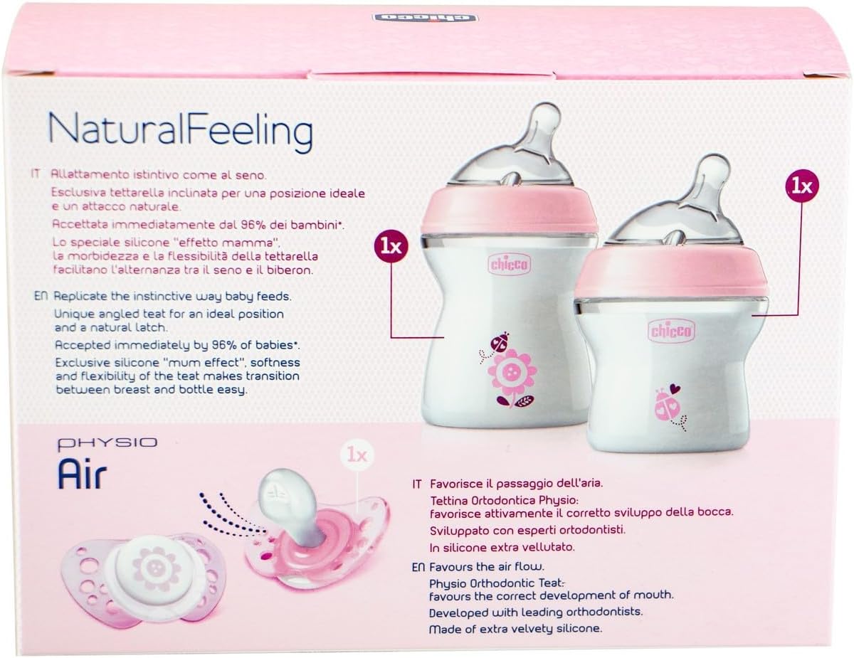 مجموعة هدايا Chicco Natural Feeling للأطفال البنات - وردي