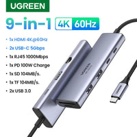 UGREEN محول USB-C 9 في 1 بدقة 4K 60Hz وشحن PD سريع

