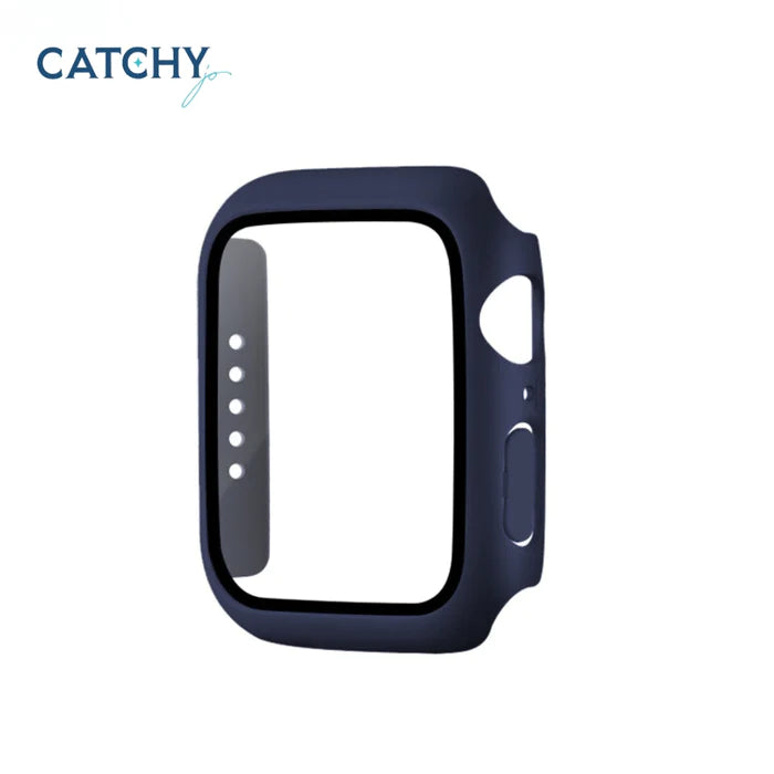 COTECi tempered glass transparent hard shell(iWatch 7) (blue - clear-black)