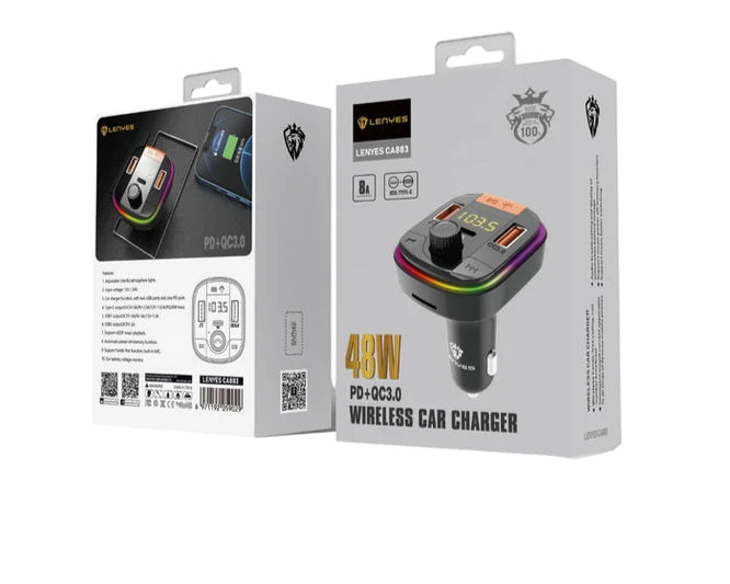Lenyes CA883 Car Bluetooth FM Transmitter – Black Lenyes CA883 Car Bluetooth FM Transmitter – Black