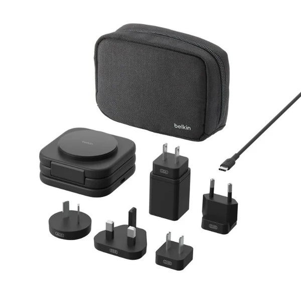 Belkin 3-in-1 Magnetic Wireless Charging Travel Pad with Qi2 15W WIZ024hqBK Belkin 3-in-1 Magnetic Wireless Charging Travel Pad with Qi2 15W WIZ024hqBK