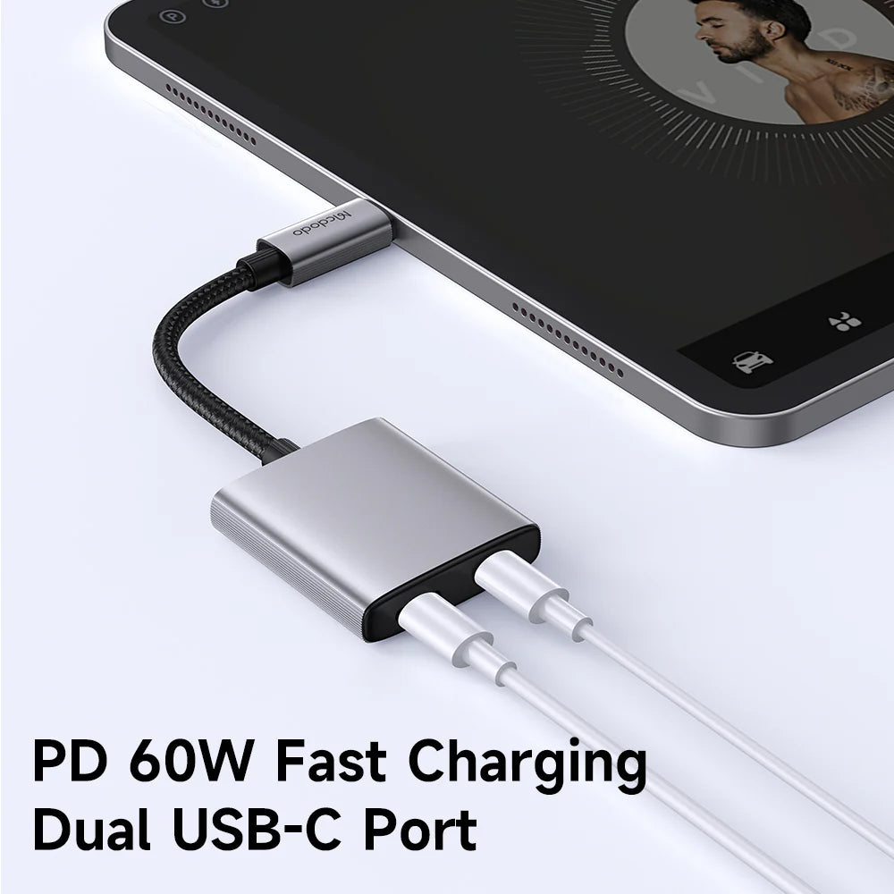 Mcdodo 2 in 1 USB C to Dual USB C Audio Adapter Charge & Listen - Black Mcdodo 2 in 1 USB C to Dual USB C Audio Adapter Charge & Listen - Black