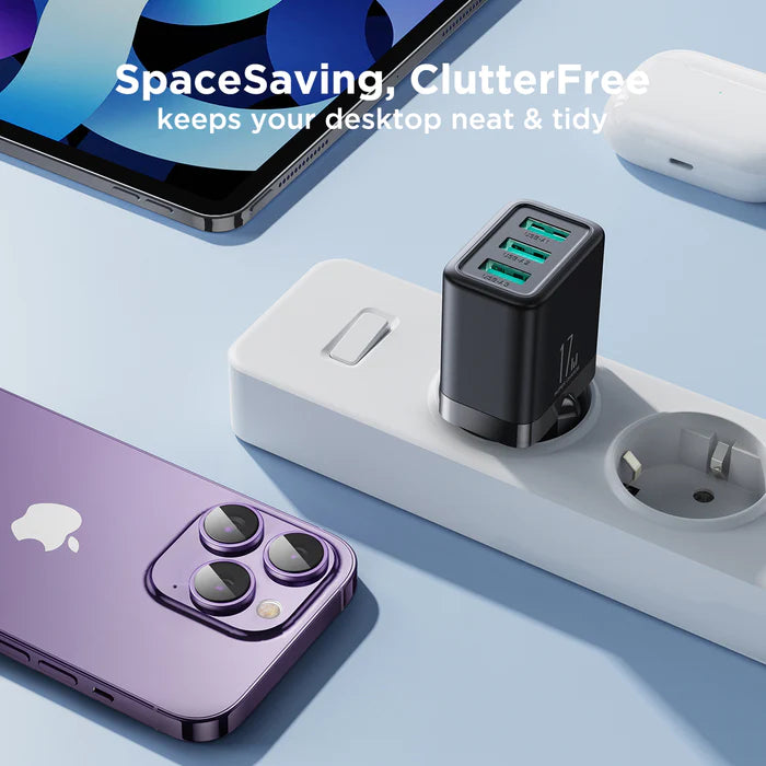 Joyroom 3USB Charger 3.4A Fast Charging & Safe Design - Black Joyroom 3USB Charger 3.4A Fast Charging & Safe Design - Black