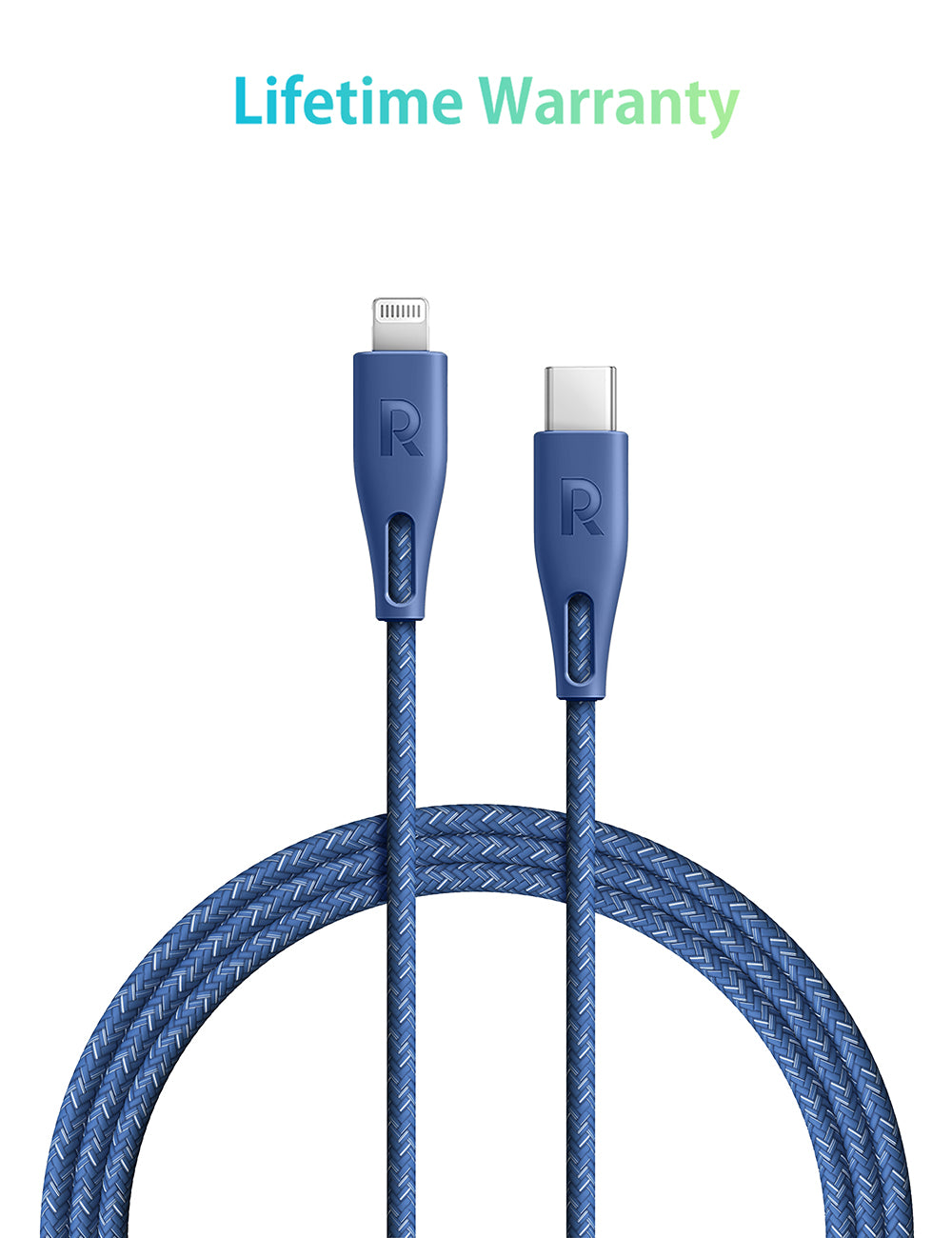 RAVPower Type-C to Lightning Cable 1.2m Nylon Color Braid Cable