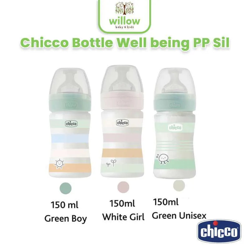 Chicco BOTTLE WB PP BOY 150 SLOW SIL Safe & Anti-Colic - Green