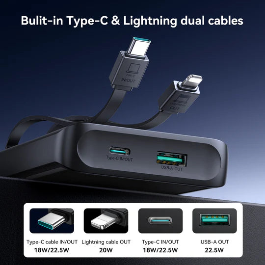 JOYROOM JR-PBF19 10000mAh Power Bank with Display & Cables JOYROOM JR-PBF19 10000mAh Power Bank with Display & Cables