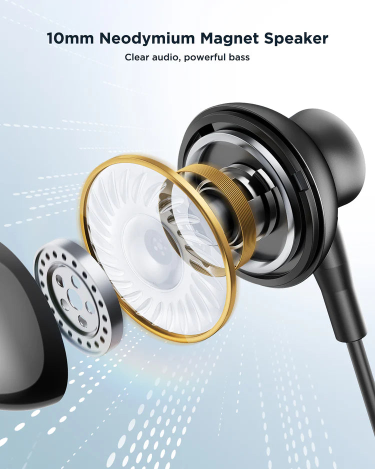 JoyRoom Type C Half In Ear Earphones Superior Sound Quality - Black & White JoyRoom Type C Half In Ear Earphones Superior Sound Quality - Black & White