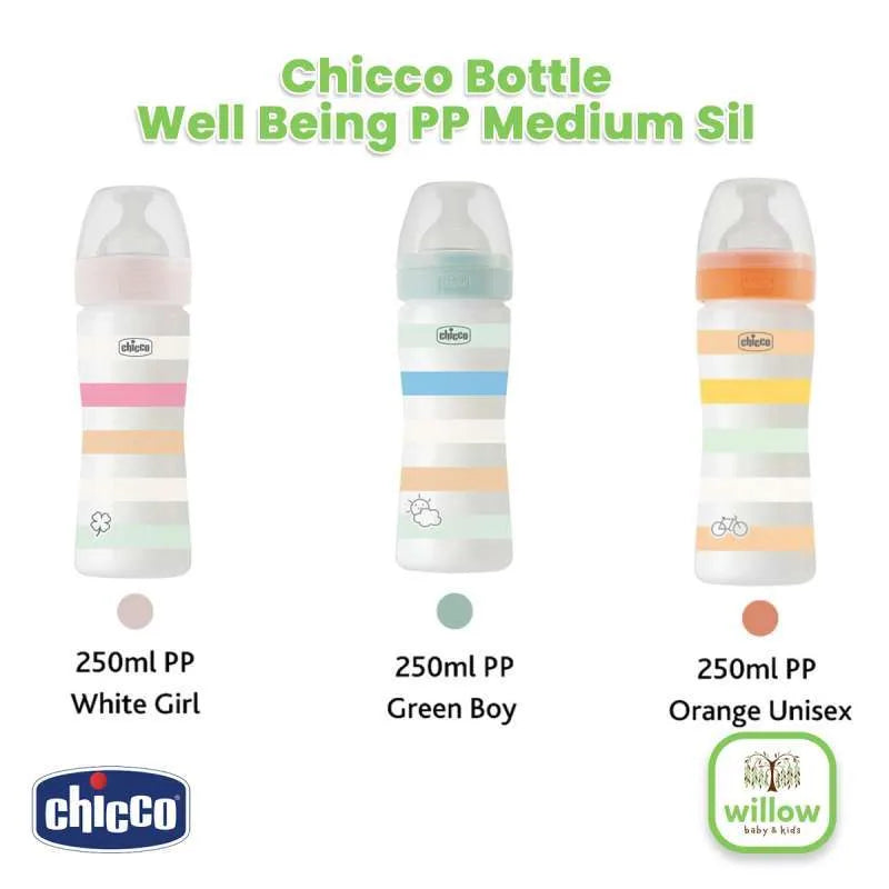 Chicco BOTTLE WB PP BOY 250ml MED SIL Anti-Colic - Green