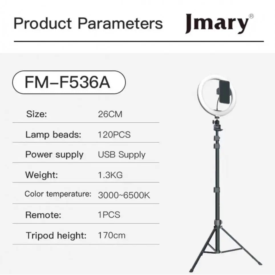 JMARY Ring Light with stand - Black JMARY Ring Light with stand - Black
