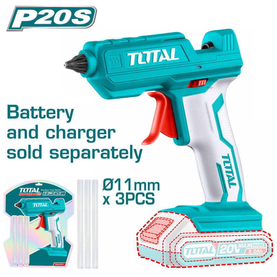 TOTAL 20V Cordless Hot Glue Gun Precision & Power No Battery