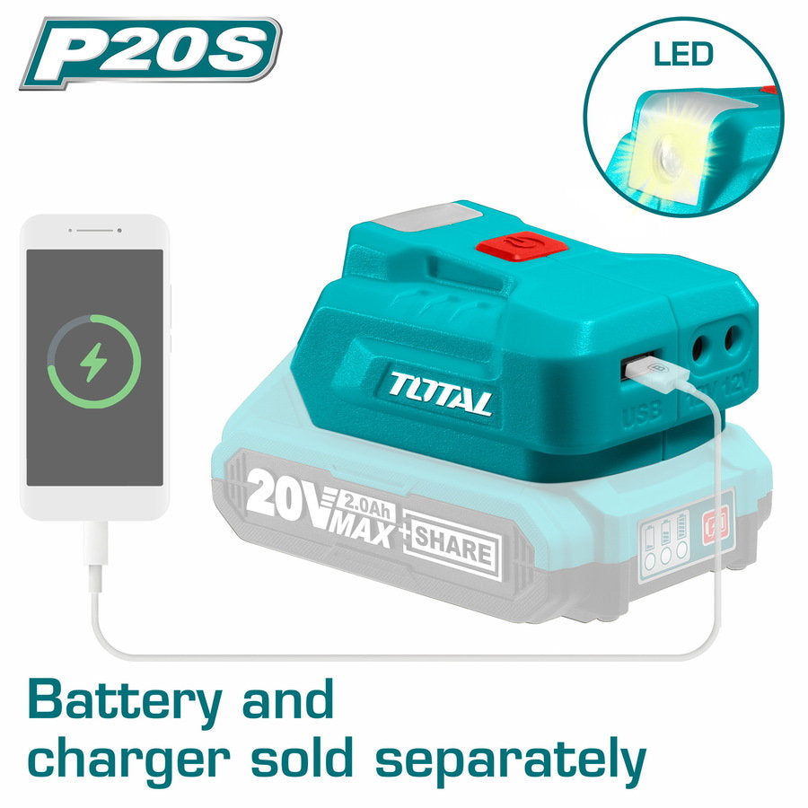 TOTAL 20V USB Battery Charger Smart & Portable Charging Solution