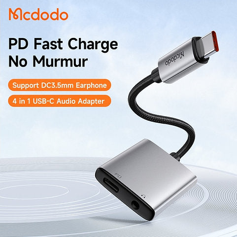 MCDODO USB C to USB C & AUX 3.5mm Audio Adapter with DAC - Silver