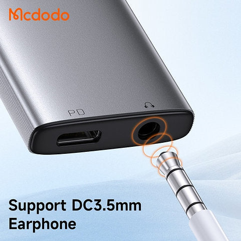 MCDODO USB C to USB C & AUX 3.5mm Audio Adapter with DAC - Silver