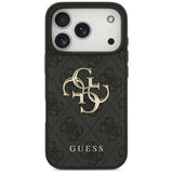 جراب GUESS MagSafe 4G من الجلد الصناعي لهاتف ايفون 17 برو ماكس - أسود