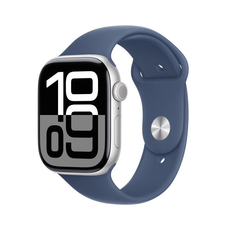 Apple Watch Series 10 GPS Silver Aluminium Case with Denim Sport Band