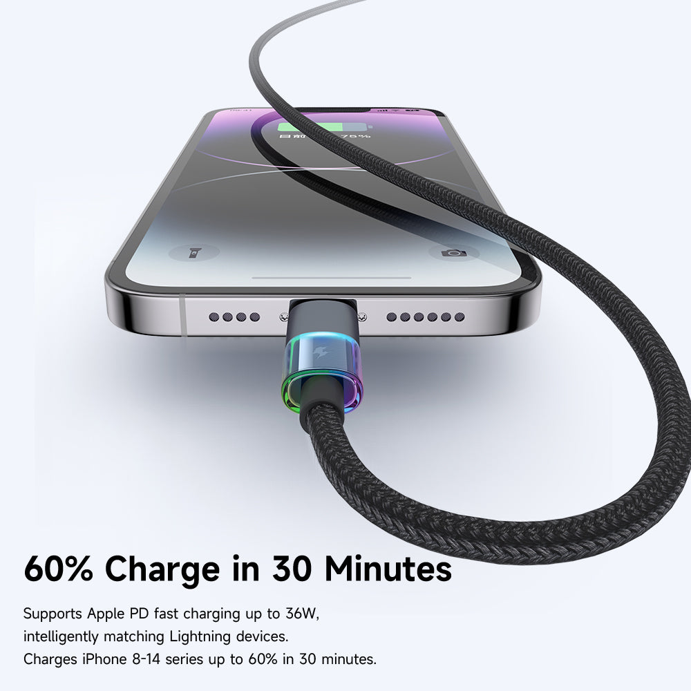 Mcdodo CA-8190 USB-C to Lightning RGB Cable – 36W Fast Charging Mcdodo CA-8190 USB-C to Lightning RGB Cable – 36W Fast Charging
