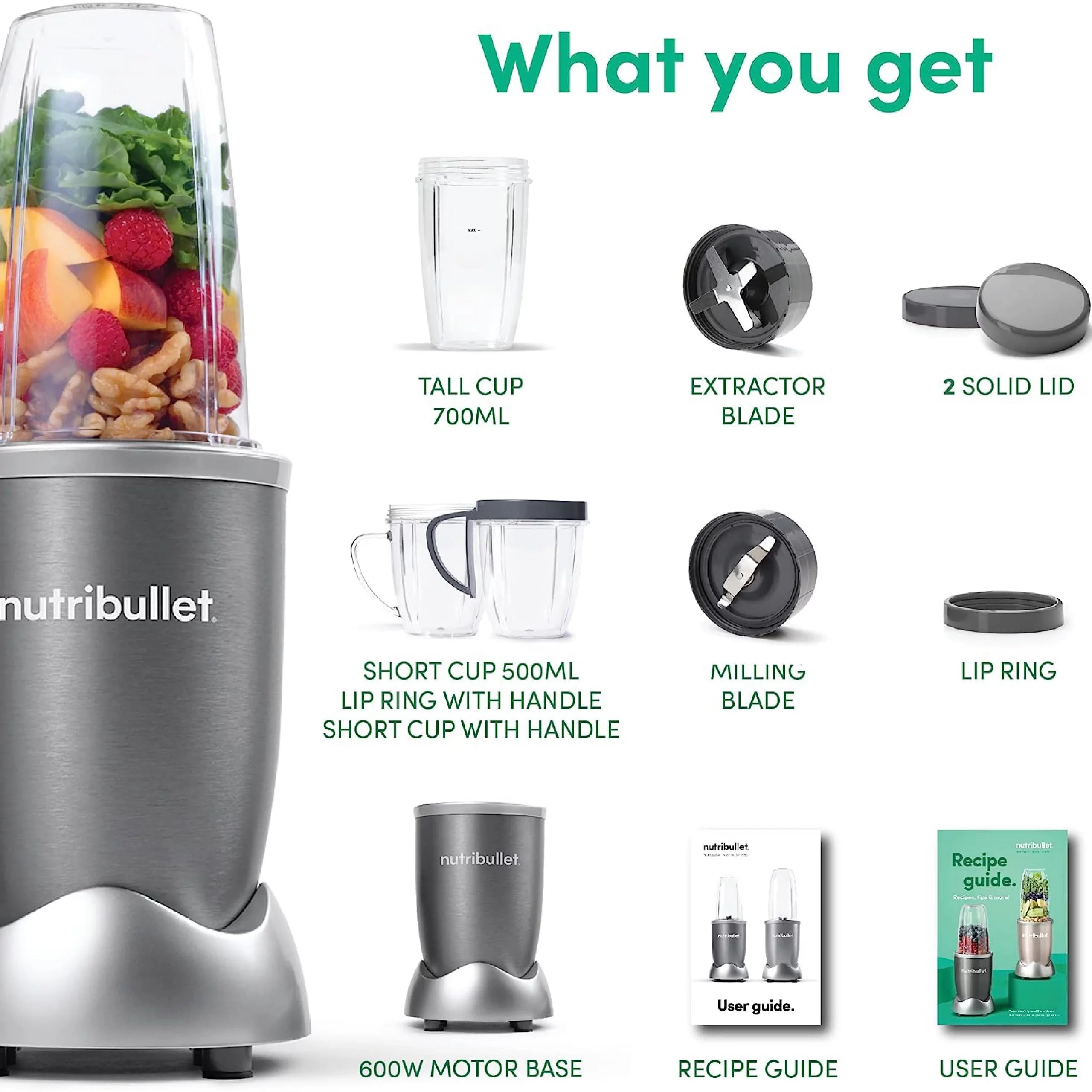 NutriBullet 600 Watts / 9pc / Speed Blender / Mixer System With Nutrient Extractor