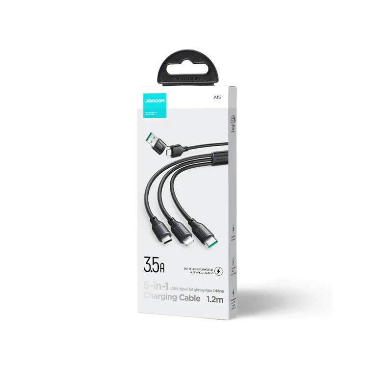 Joyroom 5 in 1 Charging Cable USB A & Type C to Lightning & Type C - Black & White