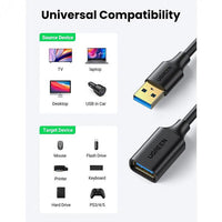 يوجرين كابل توسيع USB 3.0 ذكر 3م (أسود) 30127